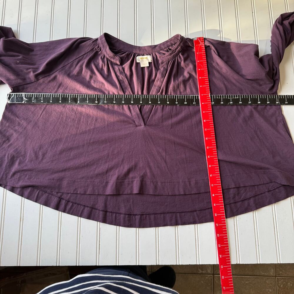 Anthropologie Maeve purple V-neck cropped oversized top Size M - Picture 9 of 10